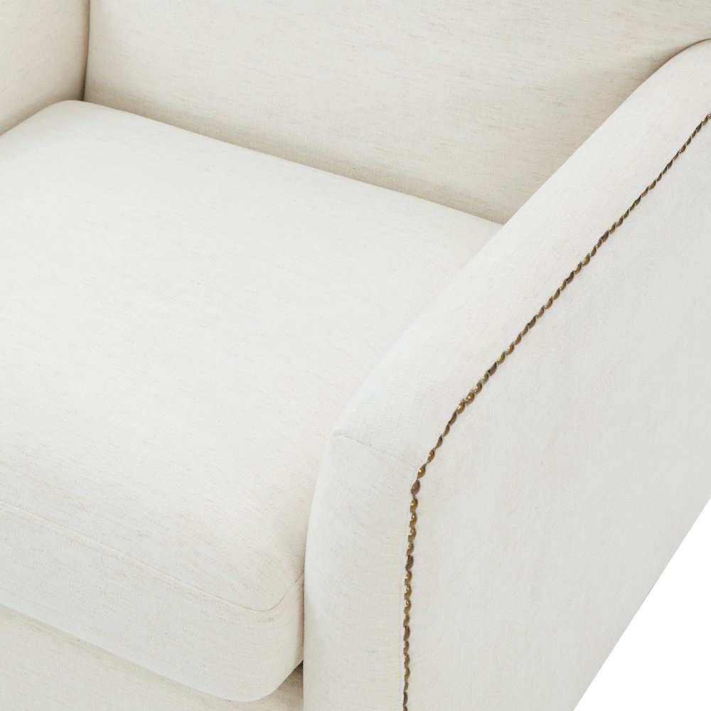 Tolland Swivel Accent Chair with Nailhead Trim - Cream. Picture 14