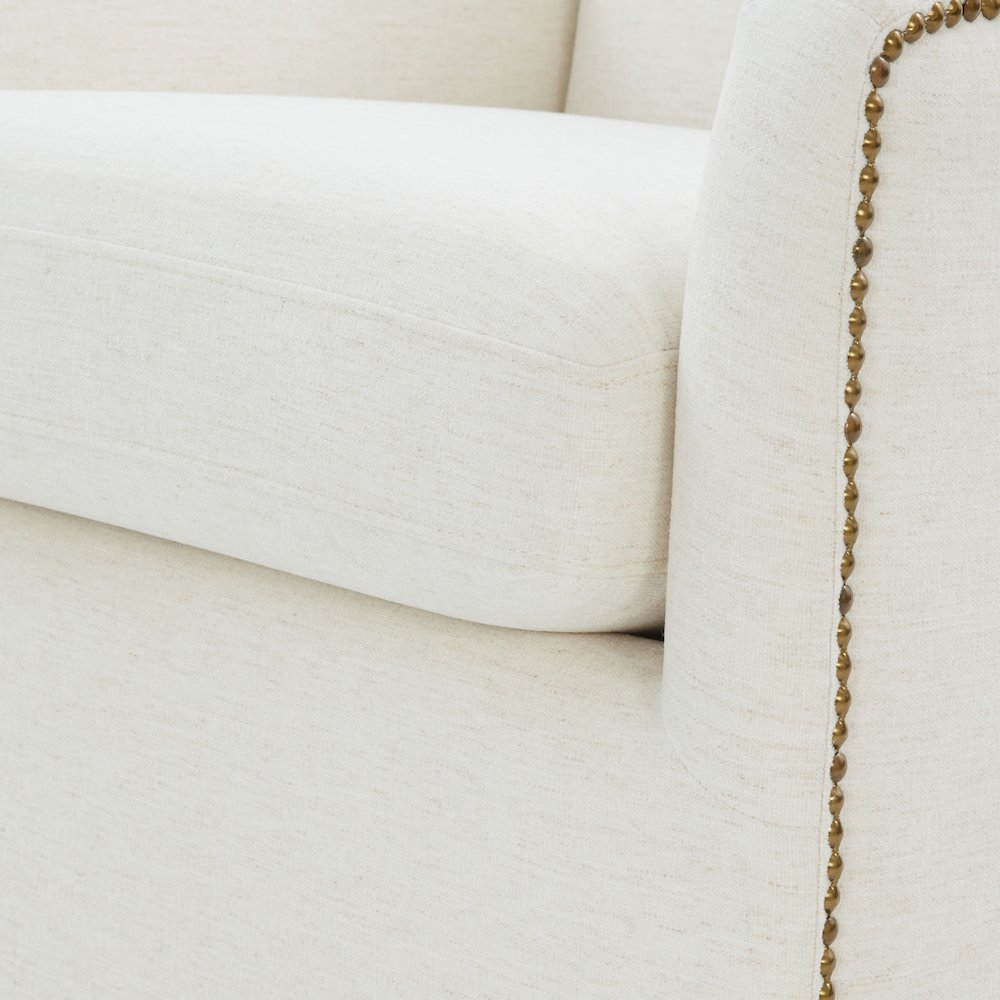 Tolland Swivel Accent Chair with Nailhead Trim - Cream. Picture 15