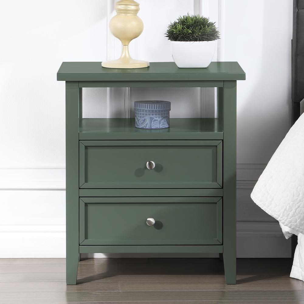 Walker Vintage Green 2 Drawer Nightstand. Picture 13