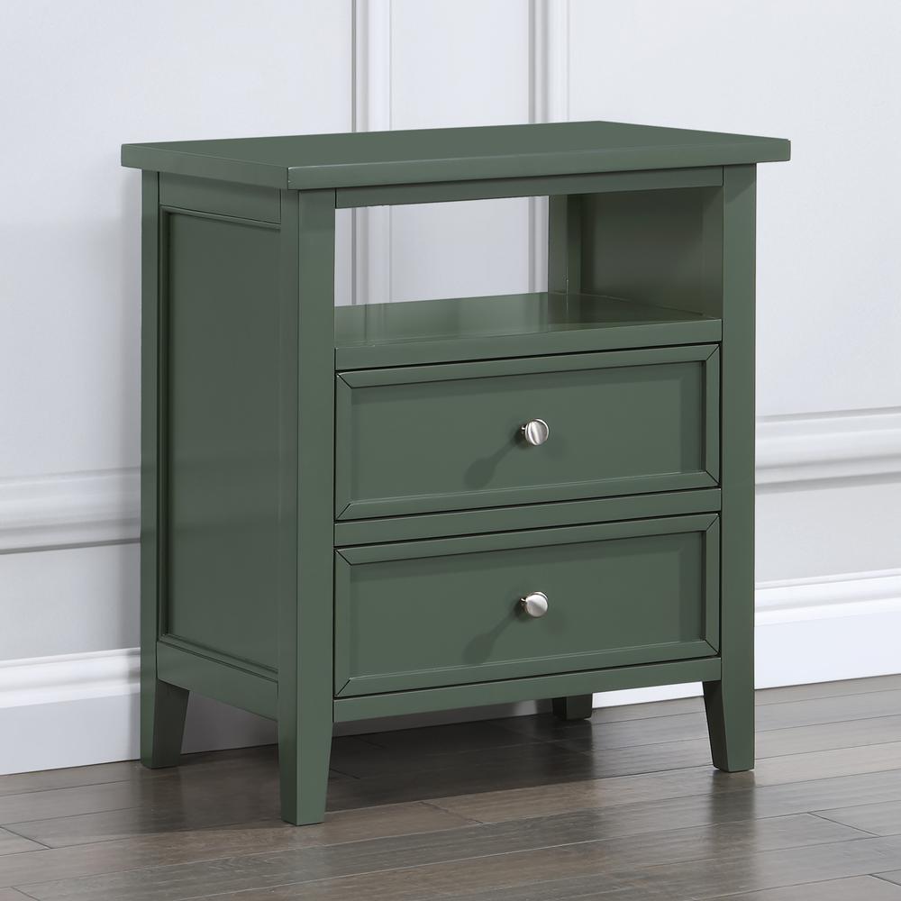 Walker Vintage Green 2 Drawer Nightstand. Picture 14