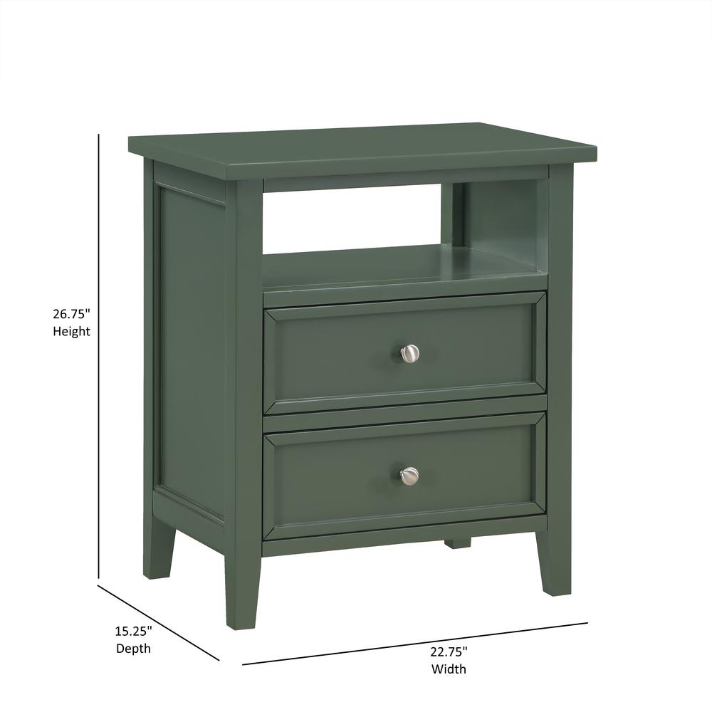 Walker Vintage Green 2 Drawer Nightstand. Picture 11