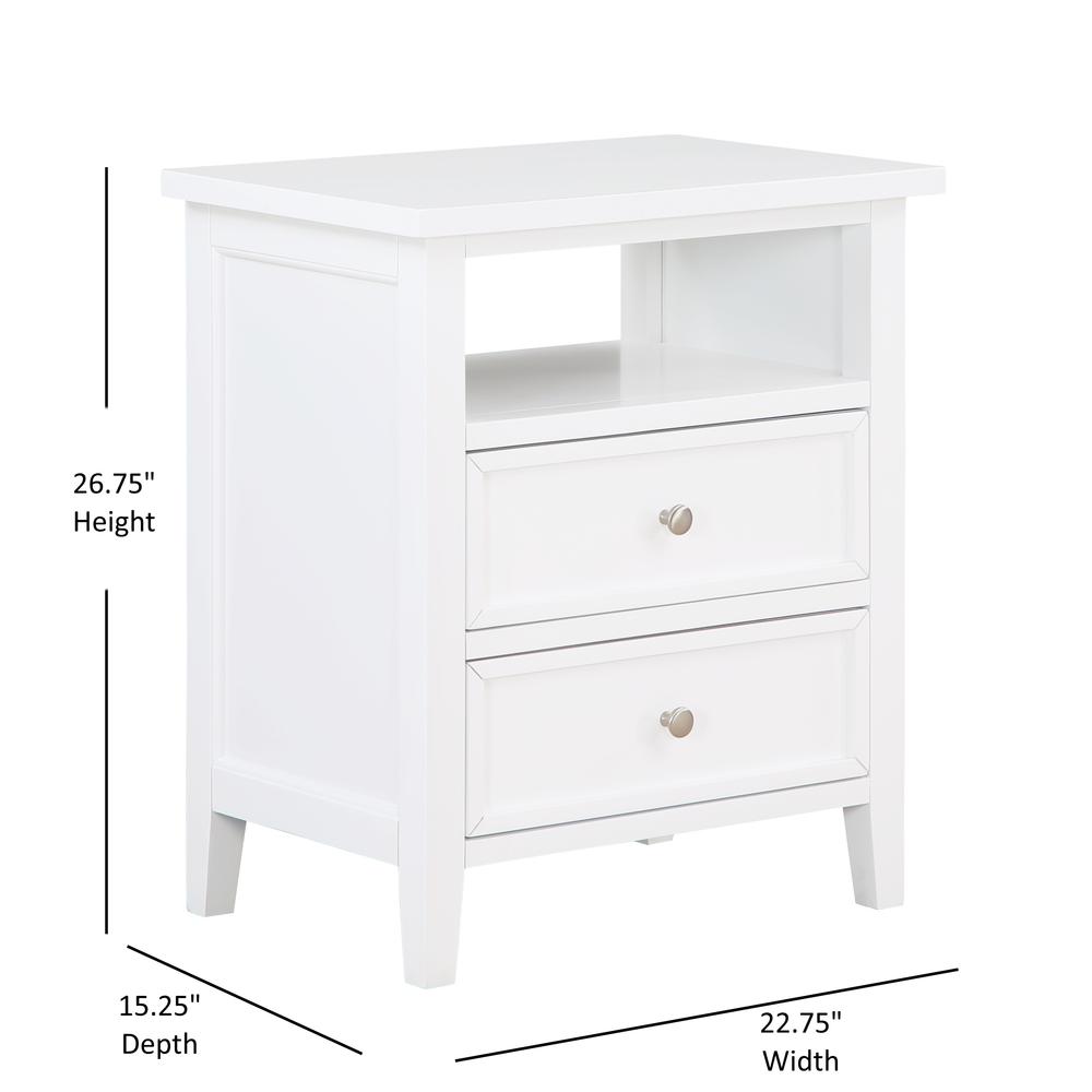 Walker White 2 Drawer Nightstand. Picture 10