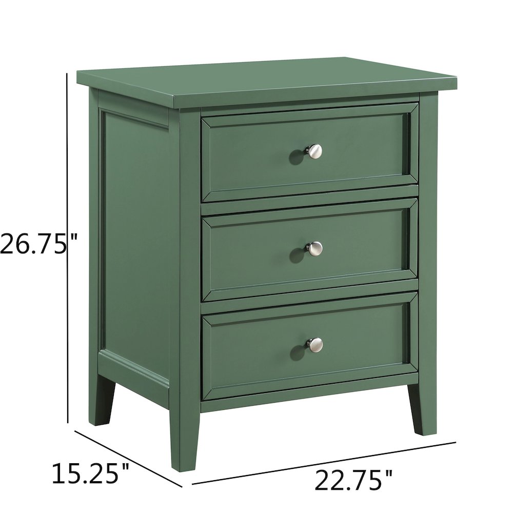 Lennon 3-drawer Nightstand - Vintage Green. Picture 12
