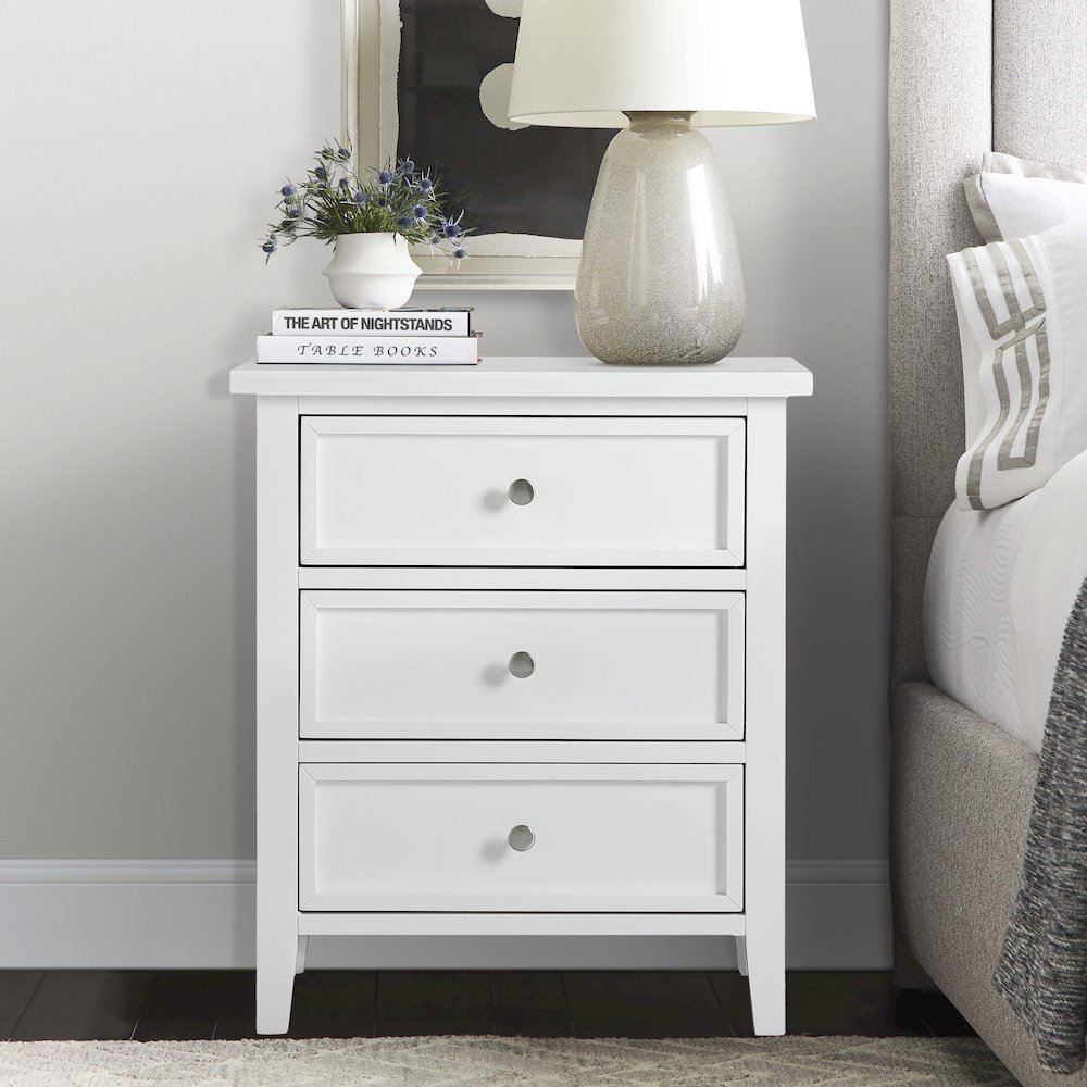 Lennon 3-drawer Nightstand - White. Picture 4