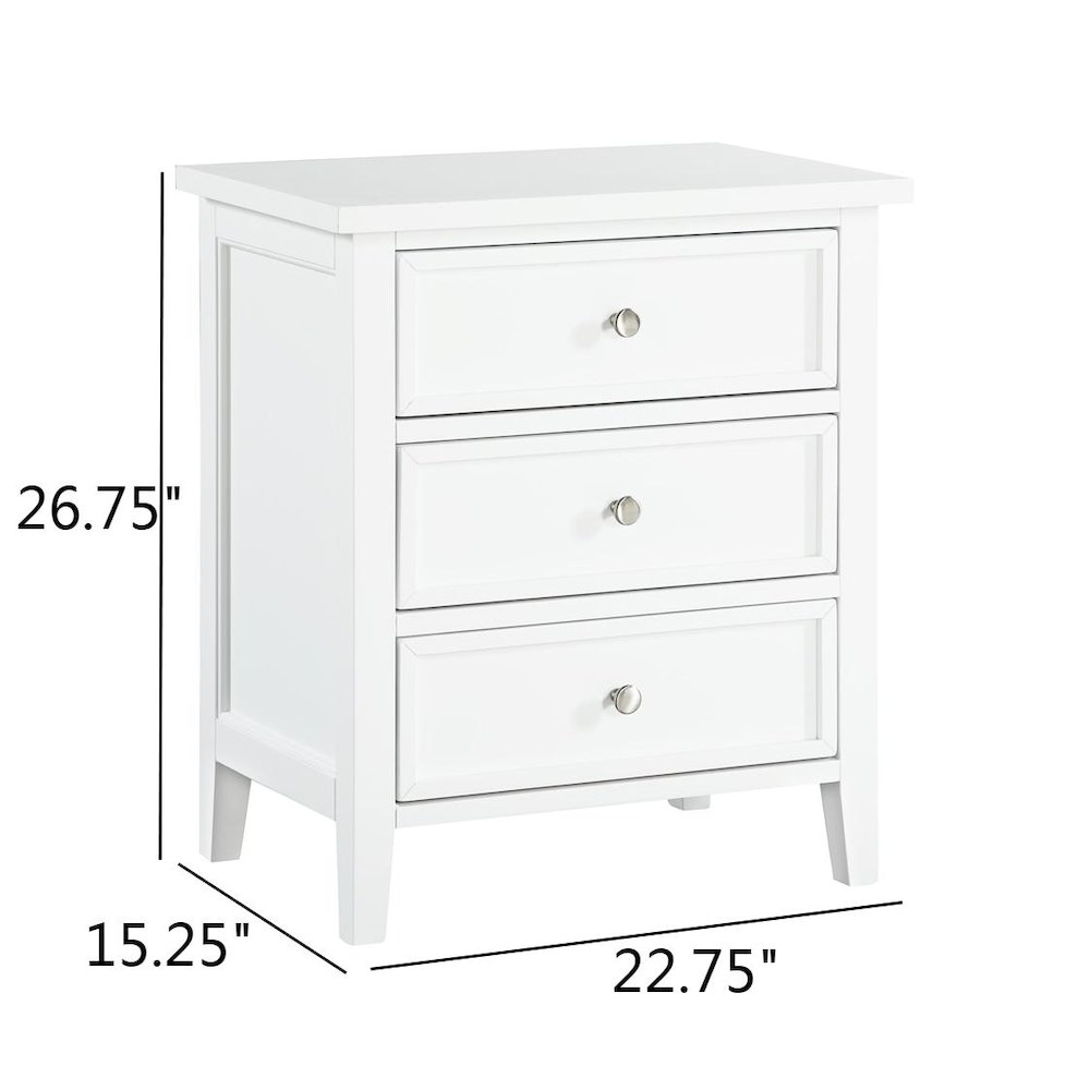 Lennon 3-drawer Nightstand - White. Picture 13