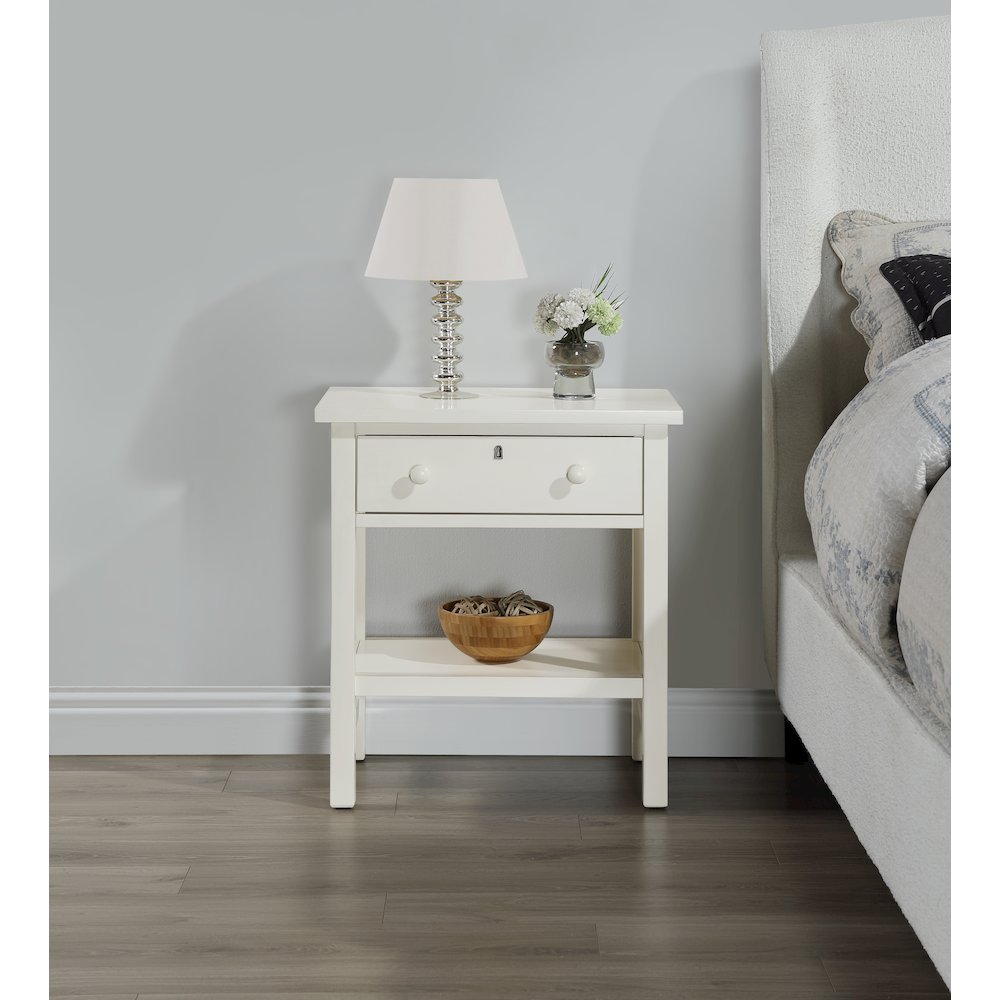 Franklen 1-drawer Storage Nightstand - Antique White. Picture 6