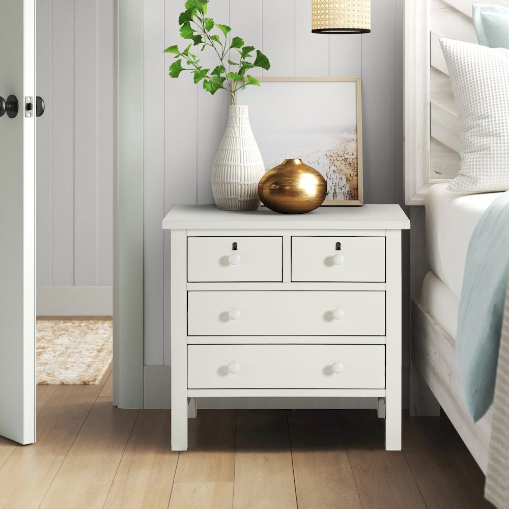 Greenwich 4-drawer Storage Nightstand - Antique White. Picture 7