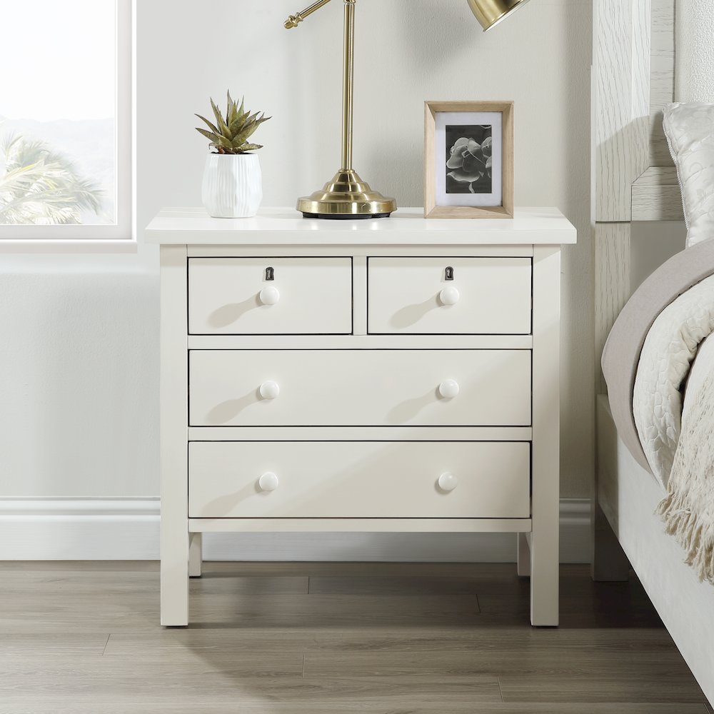 Greenwich 4-drawer Storage Nightstand - Antique White. Picture 6