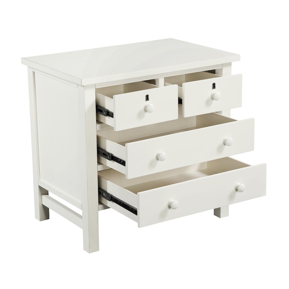 Greenwich 4-drawer Storage Nightstand - Antique White. Picture 11