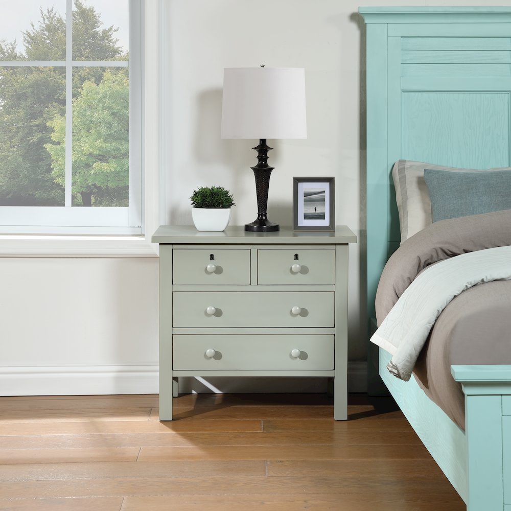 Greenwich 4-drawer Storage Nightstand - Antique Gray. Picture 7