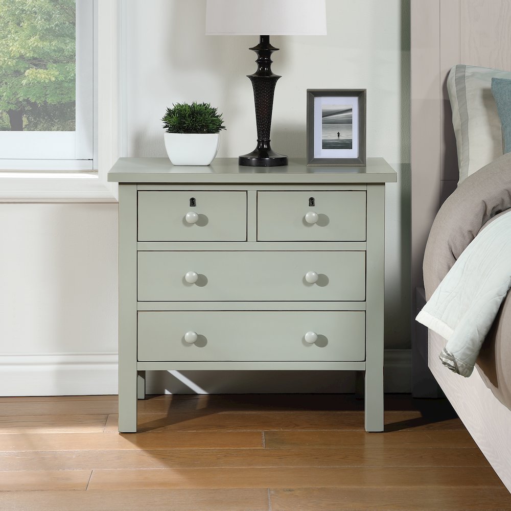 Greenwich 4-drawer Storage Nightstand - Antique Gray. Picture 8