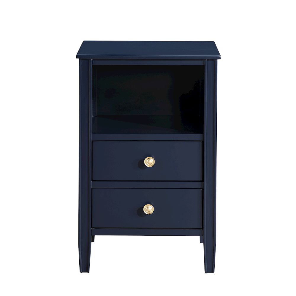 Winsley 2-drawer storage Nightstand - Midnight Blue. Picture 3