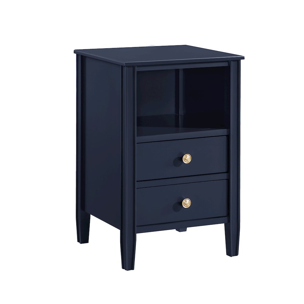 Winsley 2-drawer storage Nightstand - Midnight Blue. Picture 4