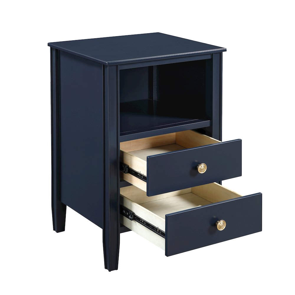 Winsley 2-drawer storage Nightstand - Midnight Blue. Picture 8