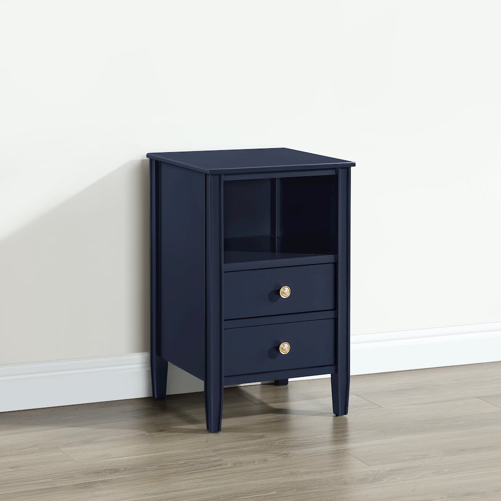 Winsley 2-drawer storage Nightstand - Midnight Blue. Picture 11