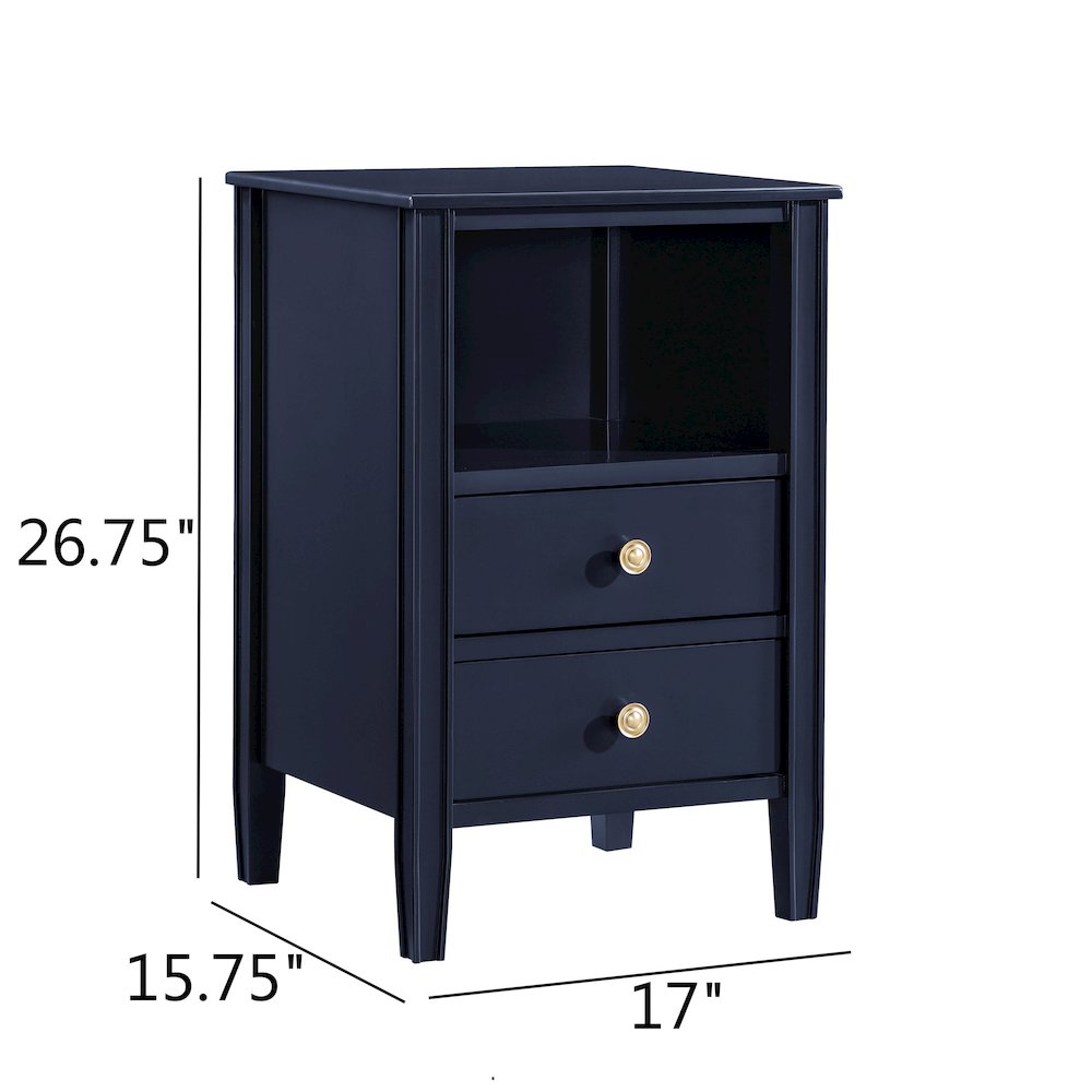 Winsley 2-drawer storage Nightstand - Midnight Blue. Picture 1