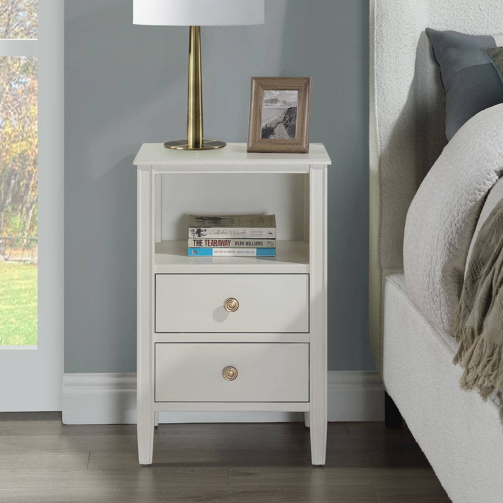 Winsley 2-drawer storage Nightstand - Antique White. Picture 4
