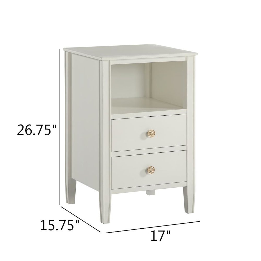 Winsley 2-drawer storage Nightstand - Antique White. Picture 12