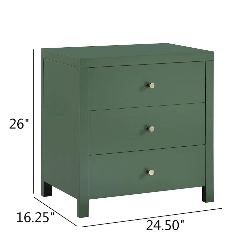Nolan 3-drawer Nightstand - Vintage Green. Picture 13