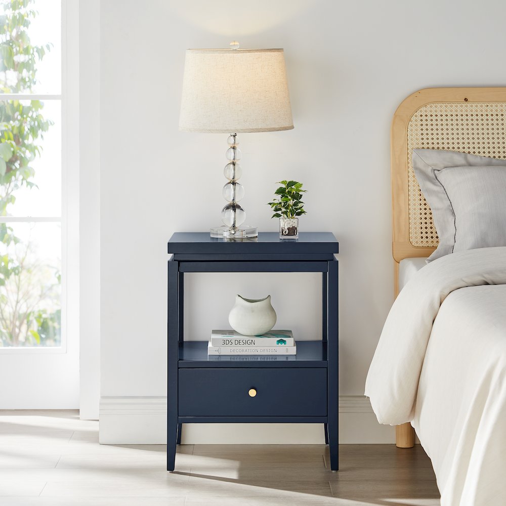 Opava Midnight Blue 1-drawer Nightstand. Picture 2