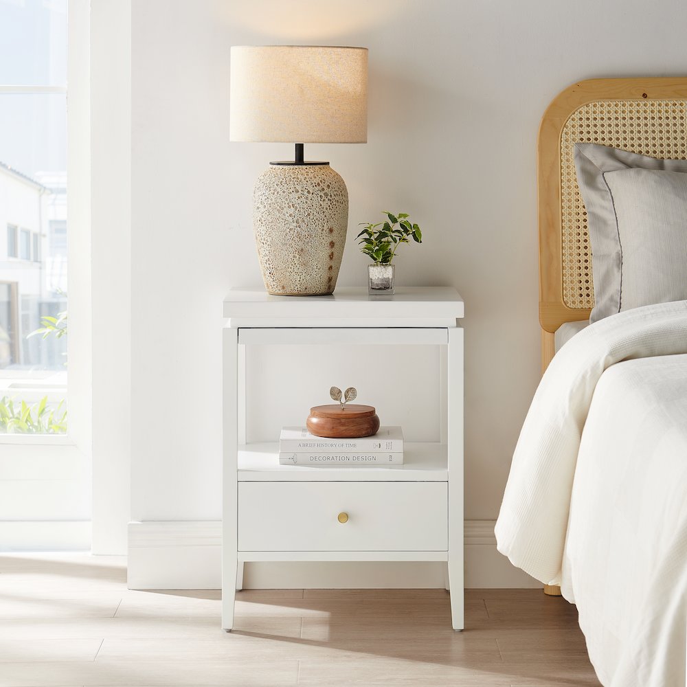 Opava White 1-drawer Nightstand. Picture 7
