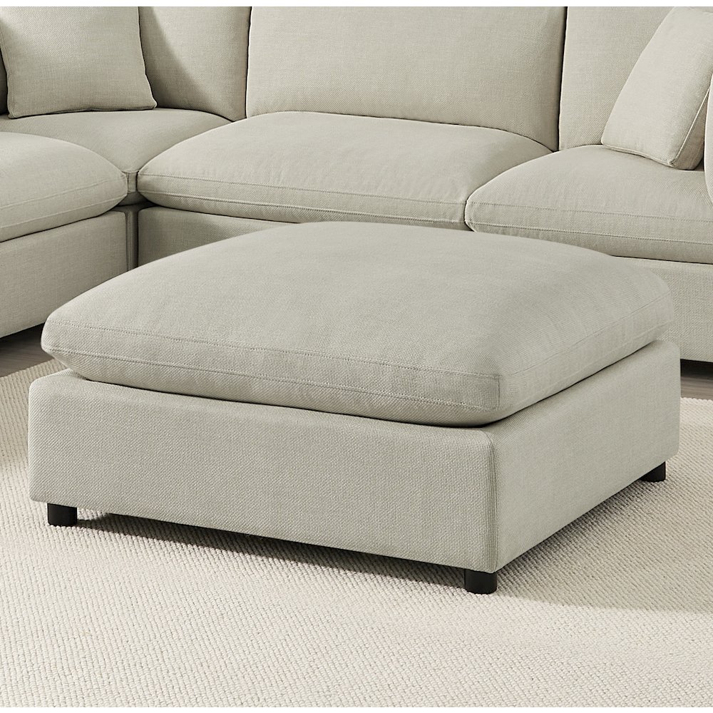 Casella Beige Fabric Ottoman. Picture 5