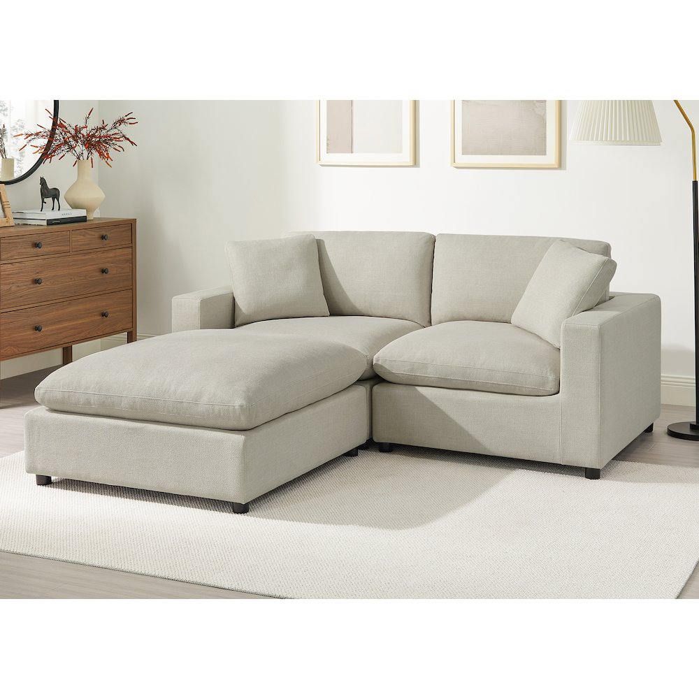 Casella Beige Fabric Ottoman. Picture 4