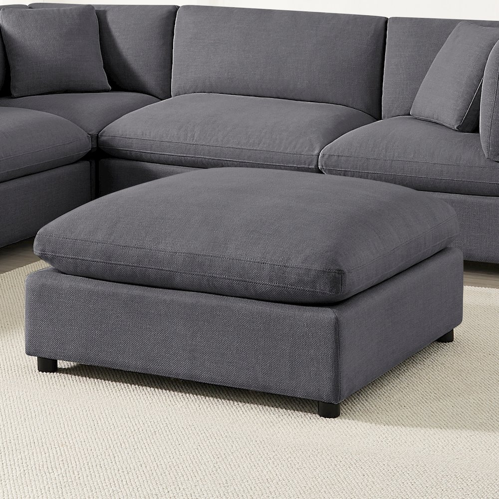 Casella Charcoal Fabric Ottoman. Picture 4