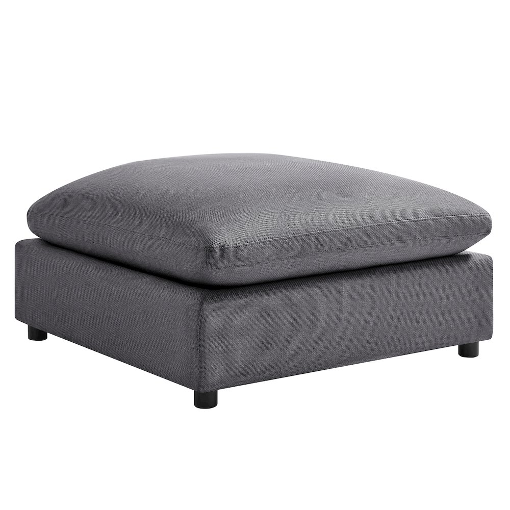 Casella Charcoal Fabric Ottoman. Picture 1