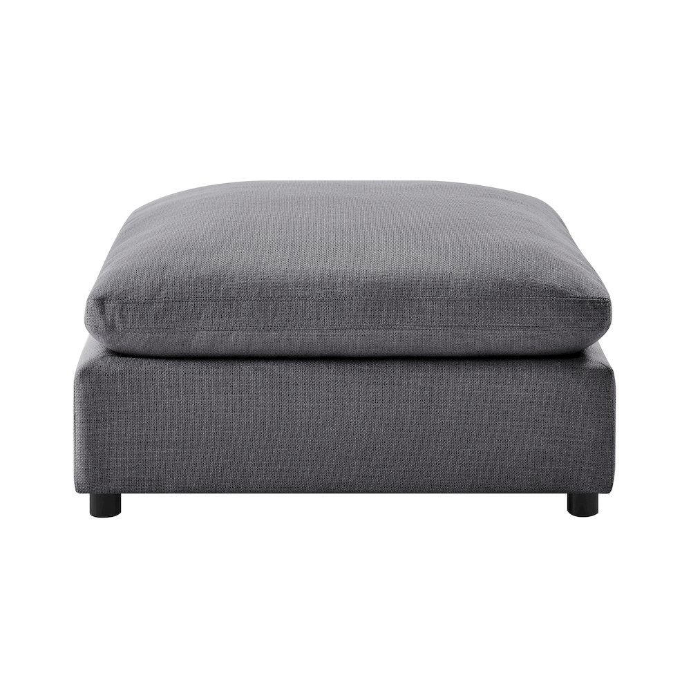 Casella Charcoal Fabric Ottoman. Picture 2