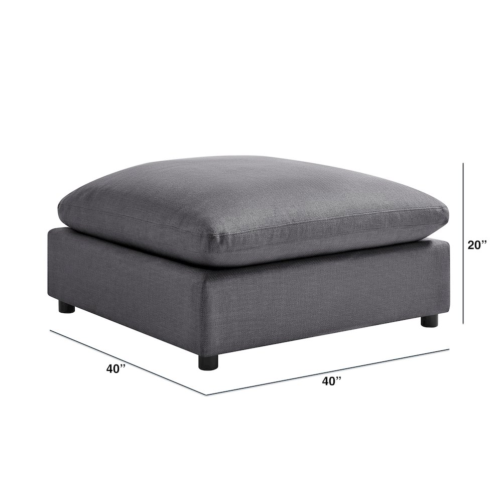 Casella Charcoal Fabric Ottoman. Picture 3
