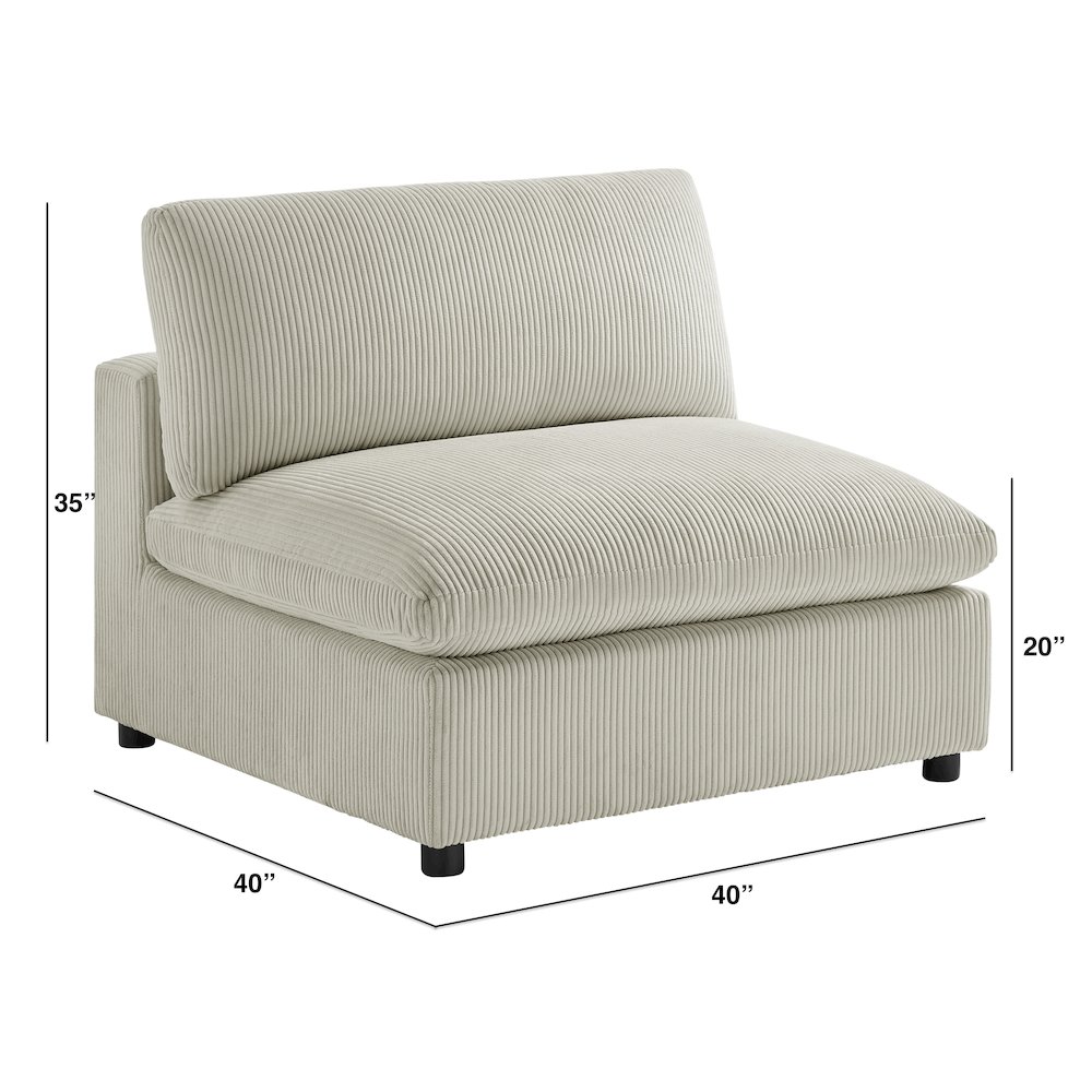 Casella Armless Chair - Beige Corduroy. Picture 6