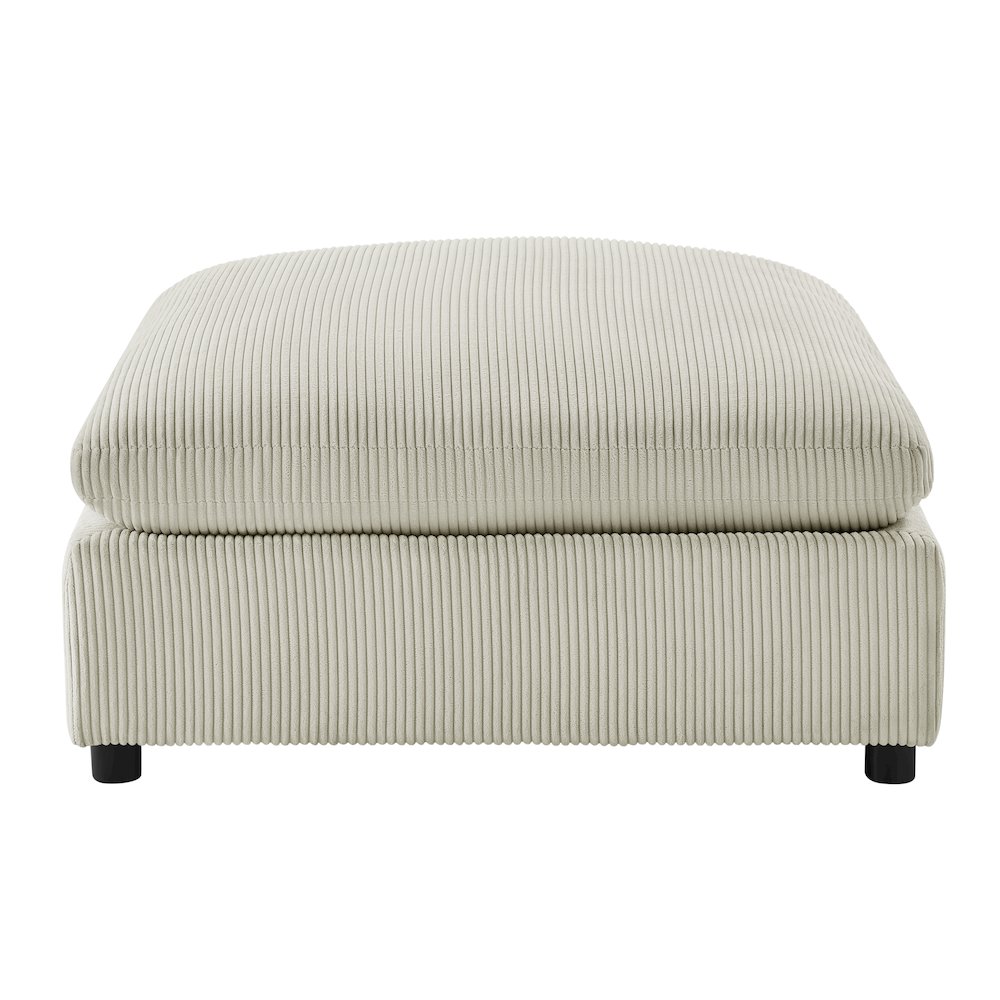 Casella Beige Corduroy Ottoman. Picture 1