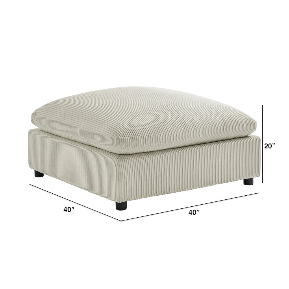 Casella Beige Corduroy Ottoman. Picture 4