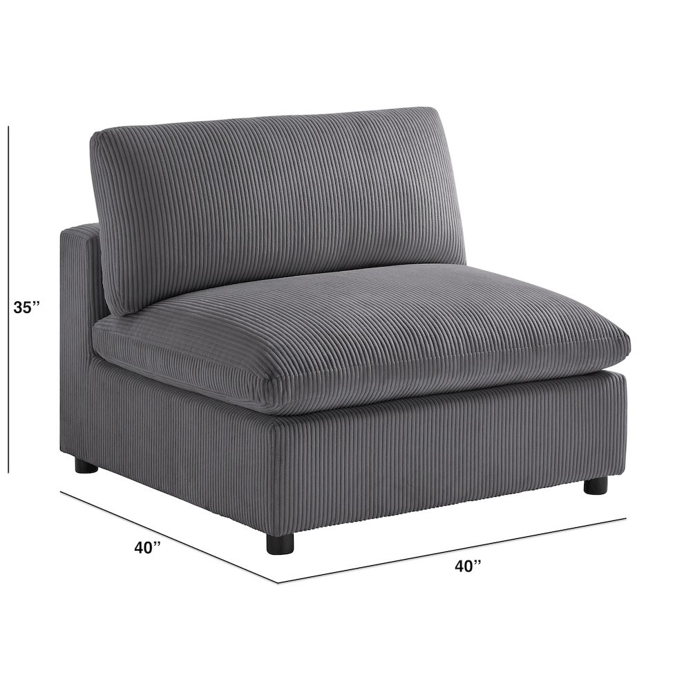 Casella Armless Chair - Charcoal Corduroy. Picture 1
