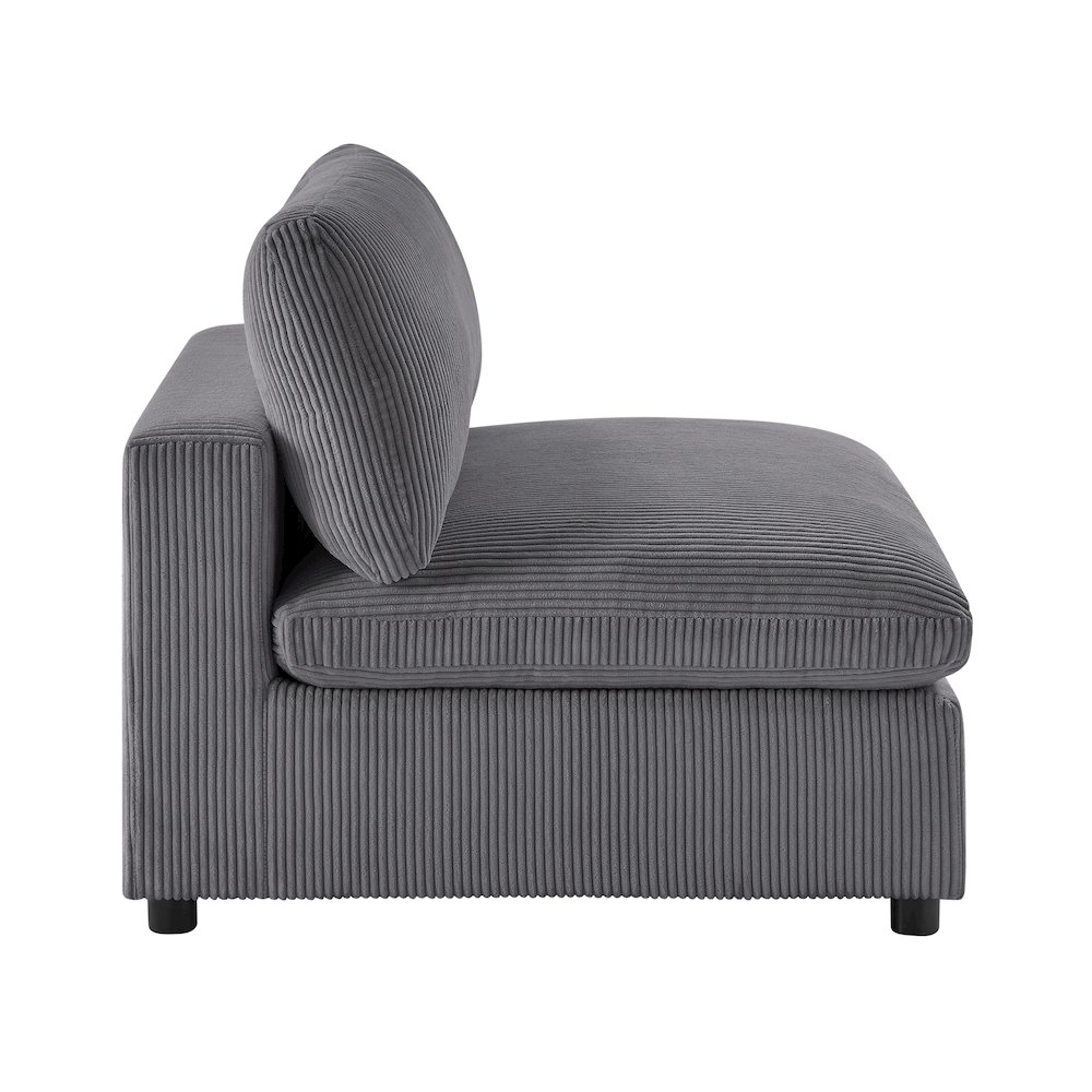 Casella Armless Chair - Charcoal Corduroy. Picture 4