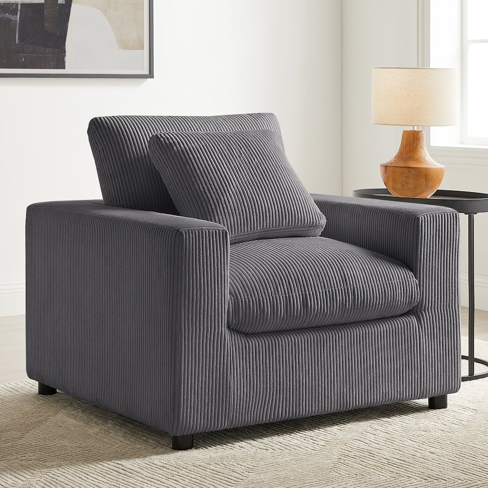 Casella Modern Armchair - Charcoal Corduroy. Picture 4