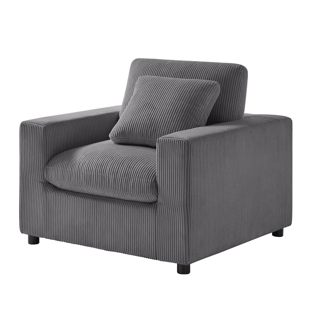 Casella Modern Armchair - Charcoal Corduroy. Picture 1
