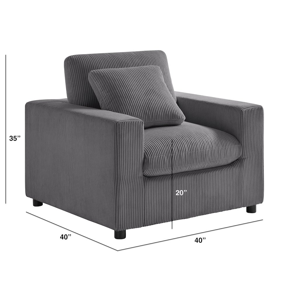 Casella Modern Armchair - Charcoal Corduroy. Picture 8
