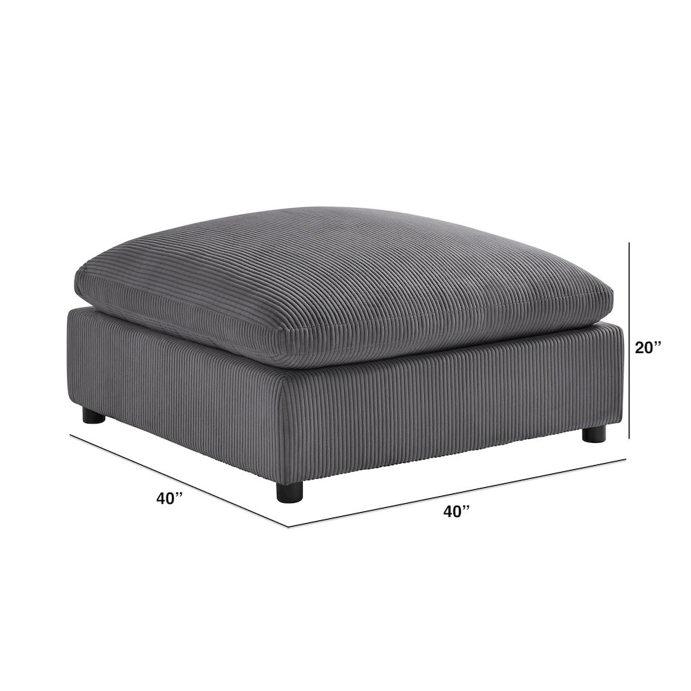 Casella Charcoal Corduroy Ottoman. Picture 5