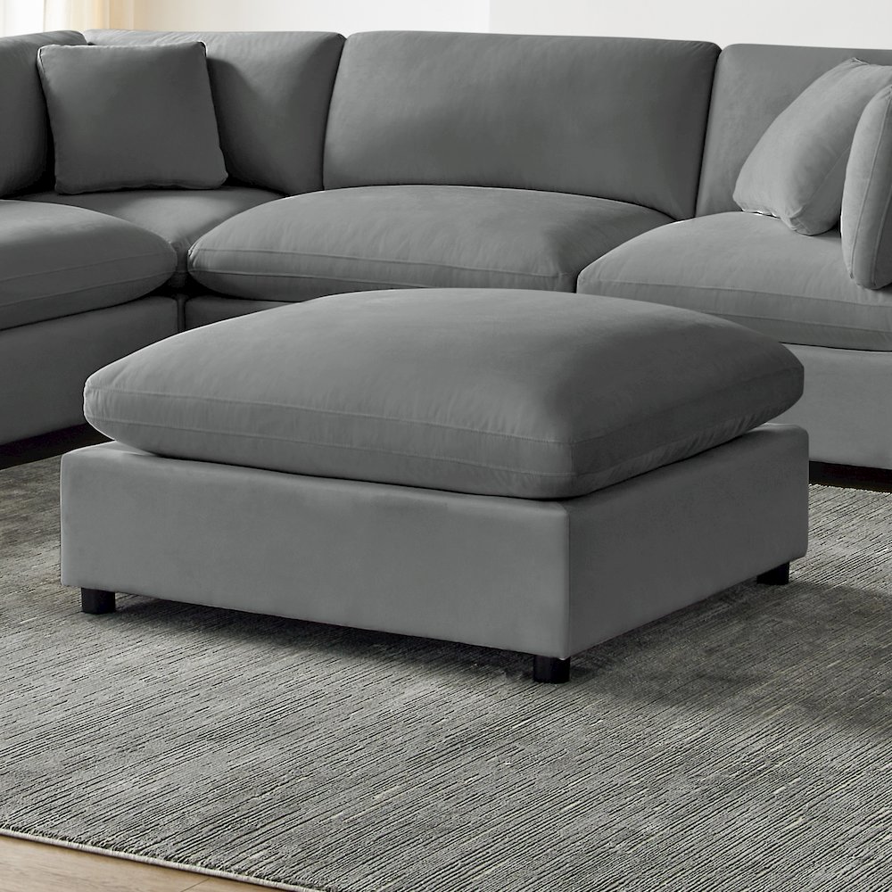 Casella Charcoal Fabric Ottoman. Picture 6