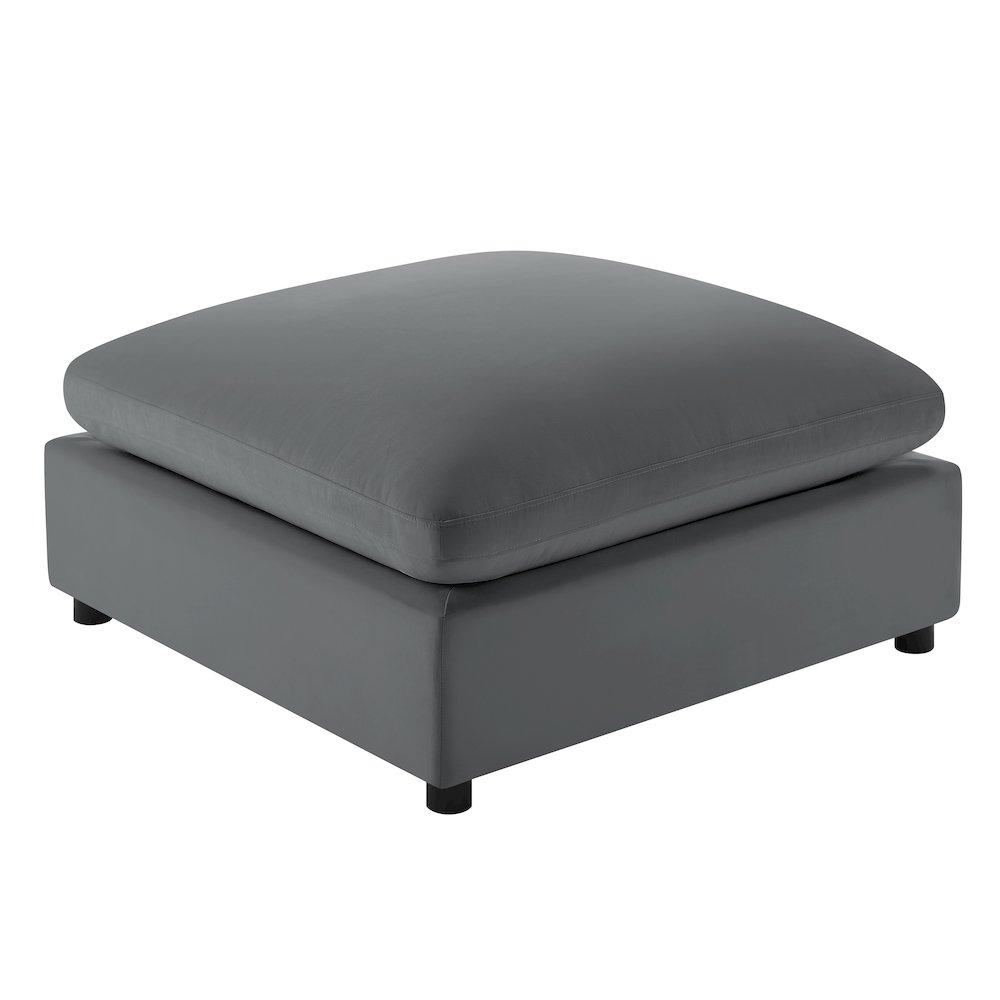 Casella Charcoal Fabric Ottoman. Picture 1