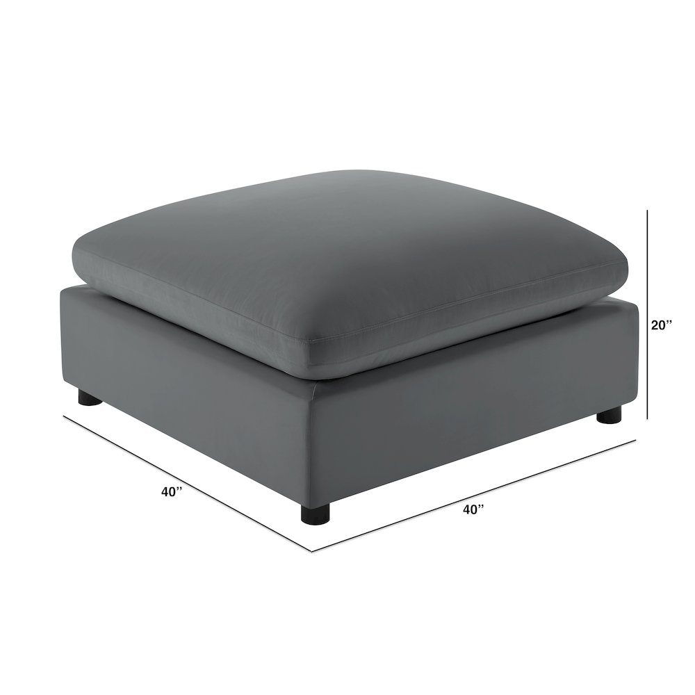 Casella Charcoal Fabric Ottoman. Picture 2