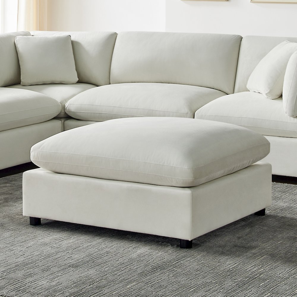 Casella Ivory Fabric Ottoman. Picture 2