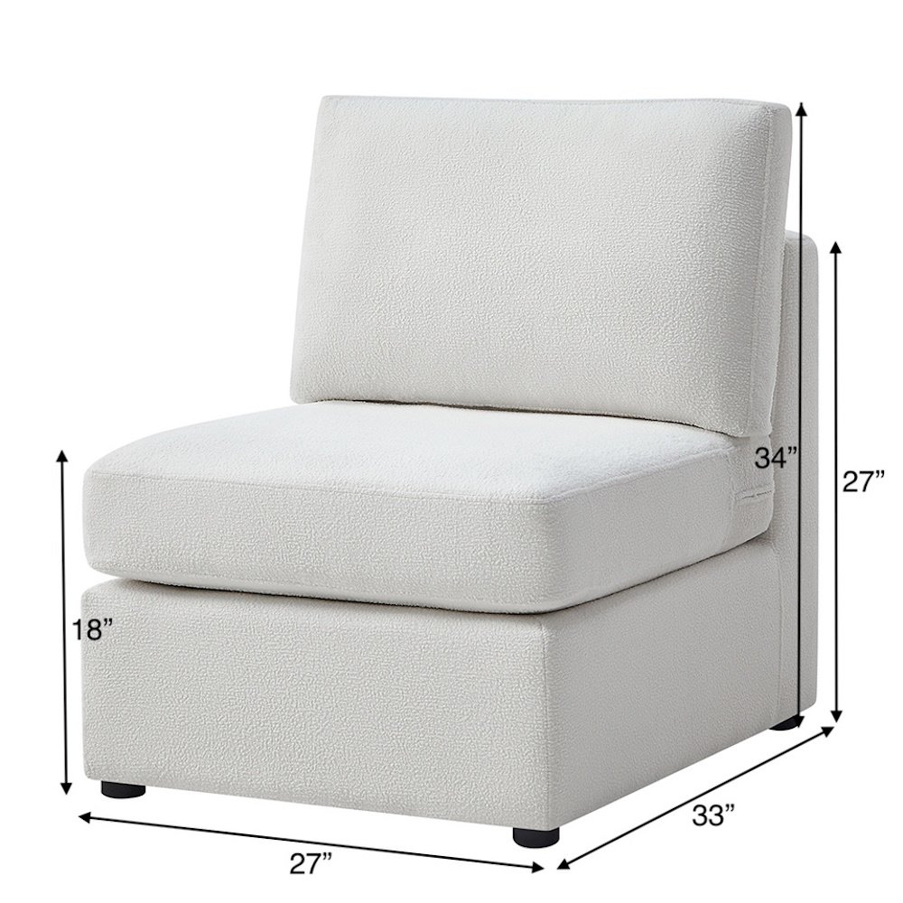 Chandler Armless Chair - Ivory. Picture 8
