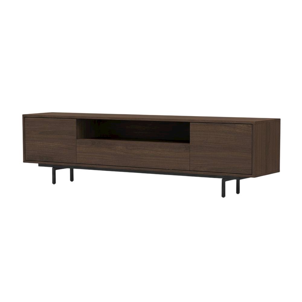 Walnut Finish Modern TV Console with 3 Doors in Engineered Wood. Picture 1