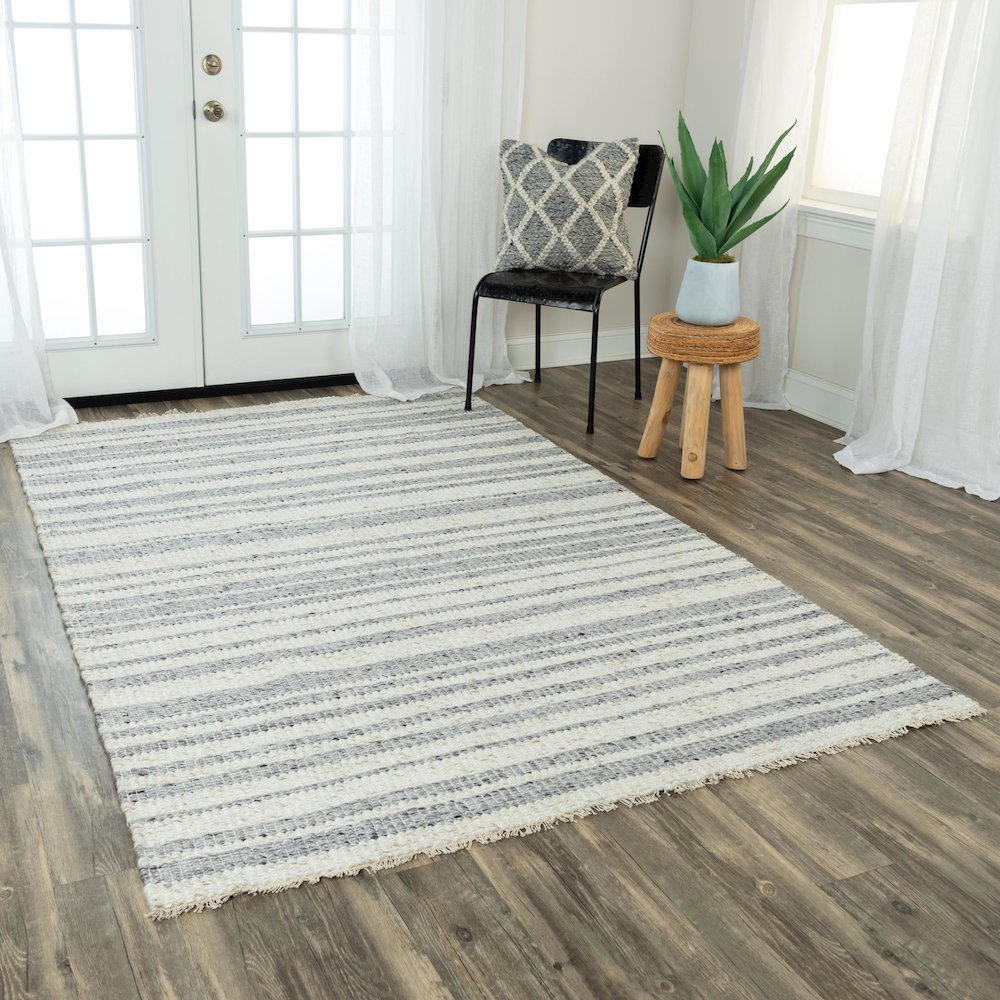 Casual Stripe 9' x 12' Rug, Blue or Gray. Picture 2