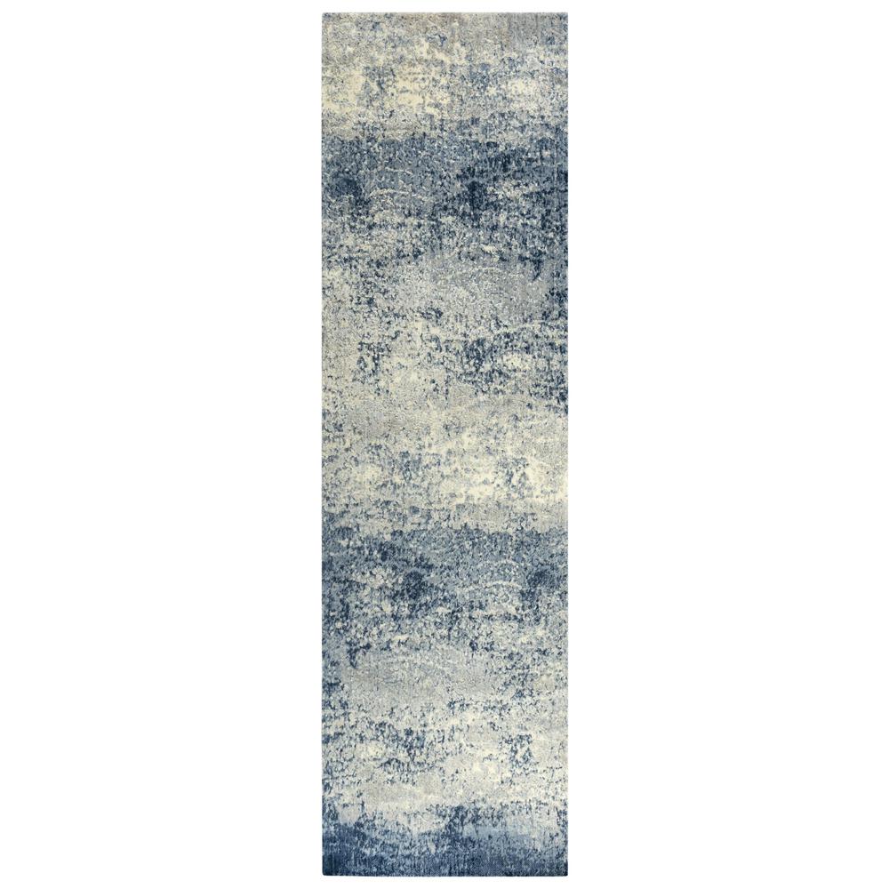 Hybrid Cut Pile Wool/ Tencel Rug, 2'6" x 10'. Picture 1