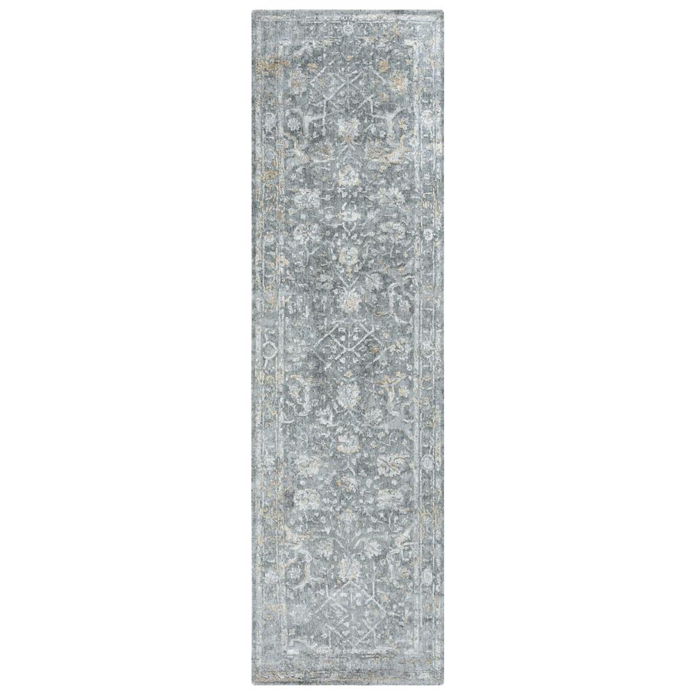 Hybrid Cut Pile Wool/ Tencel Rug, 2'6" x 10'. Picture 1