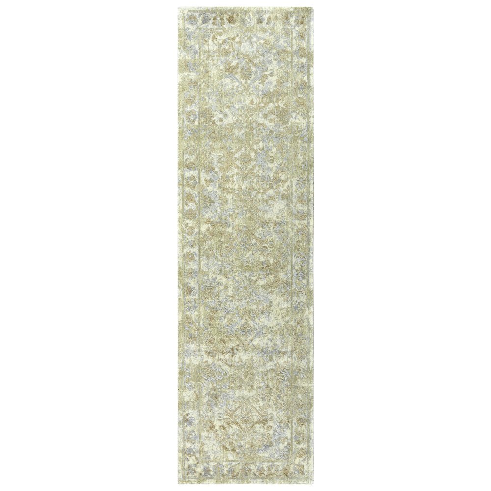 Hybrid Cut Pile Wool/ Tencel Rug, 2'6" x 10'. Picture 1
